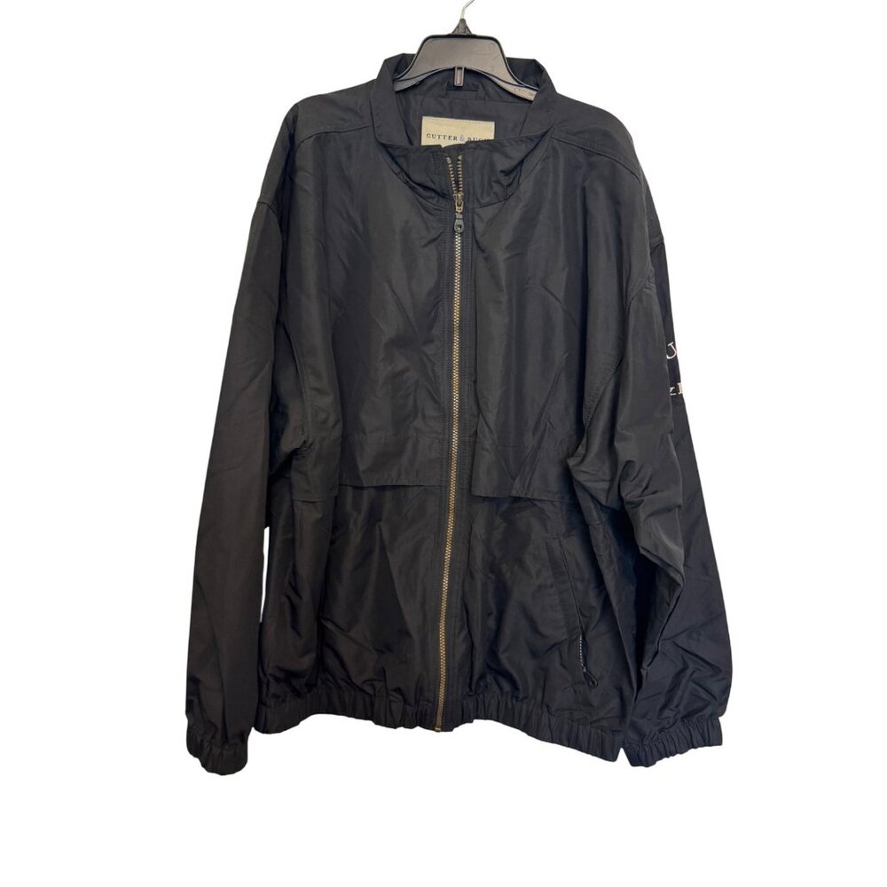 Cutter & Buck Lightweight Windbreaker Jacket Mens Large Black Full-Zip Polyester